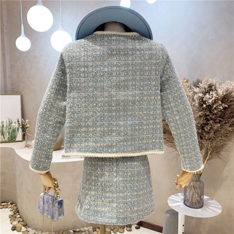 (SẴN) Set tweed xanh viền trắng ME