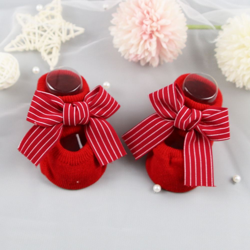 Vớ cotton mềm chống trượt đính nơ xinh xắn cho bé gái MIHAN1
