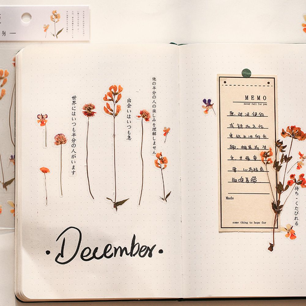 Nhãn dán PET độ bám dính tốt sức chứa lớn họa tiết hoa dùng trang trí sổ tay lưu niệm DIY