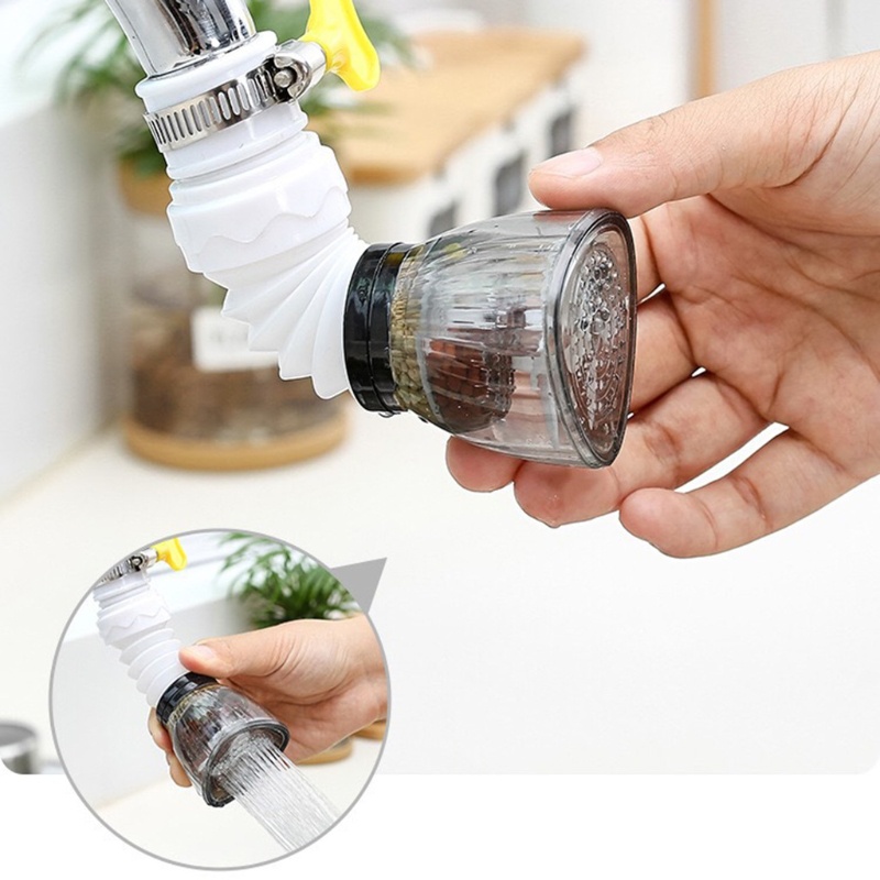 Đầu lọc gắn vòi nước trong suốt chống văng có thể thu gọn