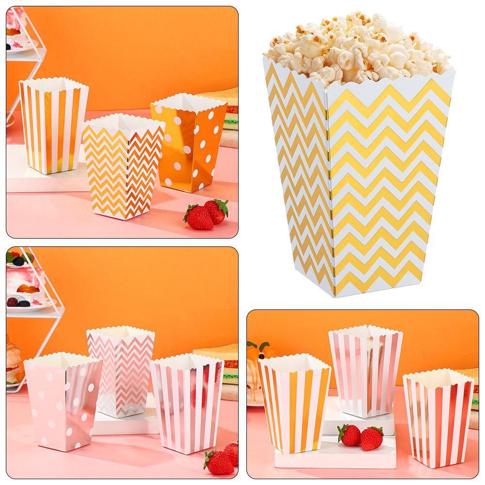 KUNHEV Set 6 Hộp Đựng Bắp Rang Bơ Trang Trí Tiệc Tùng Dùng Một Lần Họa Tiết Hoa Hồng Thanh Lịch