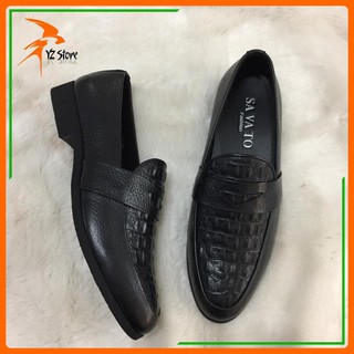 Giầy tây én da bò in vân cá sấu