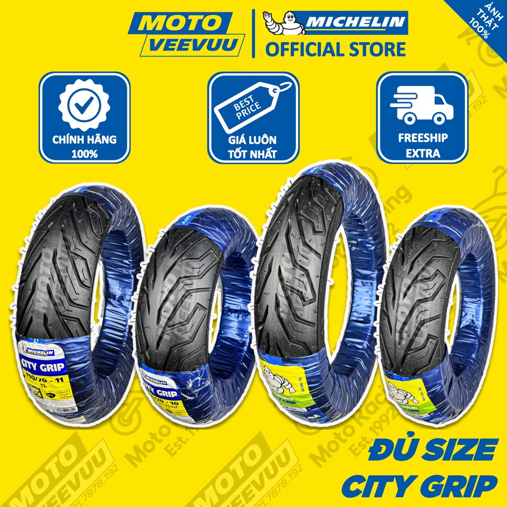 Vỏ lốp xe máy MICHELIN CITY GRIP đủ size xe ga 70 80 90 100 110 120 130 140 10 11 12 14 16