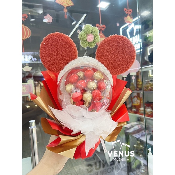 Bó hoa hồng bóng jumbo kèm đèn nhấp nháy