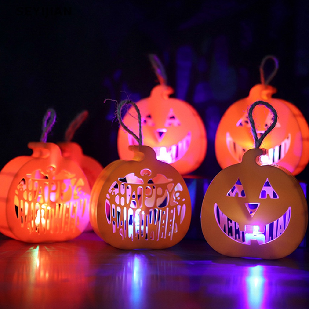 Sey Đèn Lồng LED Hình Bí Ngô Ma Quỷ Bí Ngô Trang Trí Cây Thông Giáng Sinh Halloween JAN