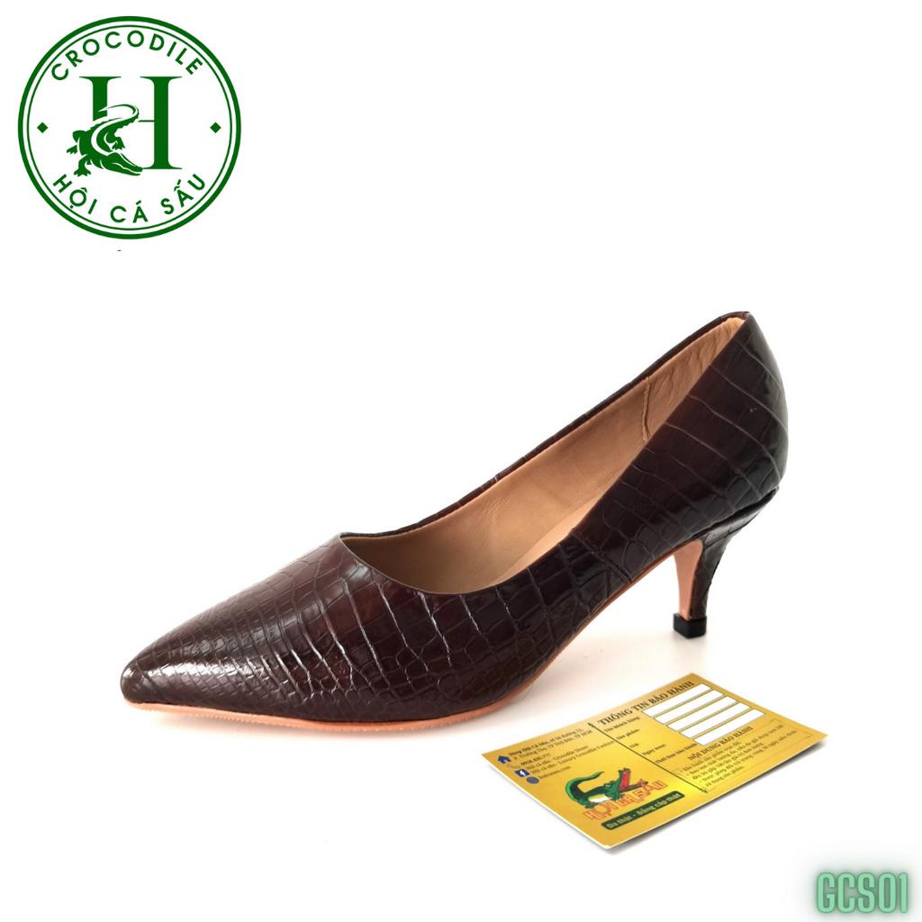 Giày nữ da cá sấu cao cấp GCS01 - Giày nữ gót nhọn cao 5cm