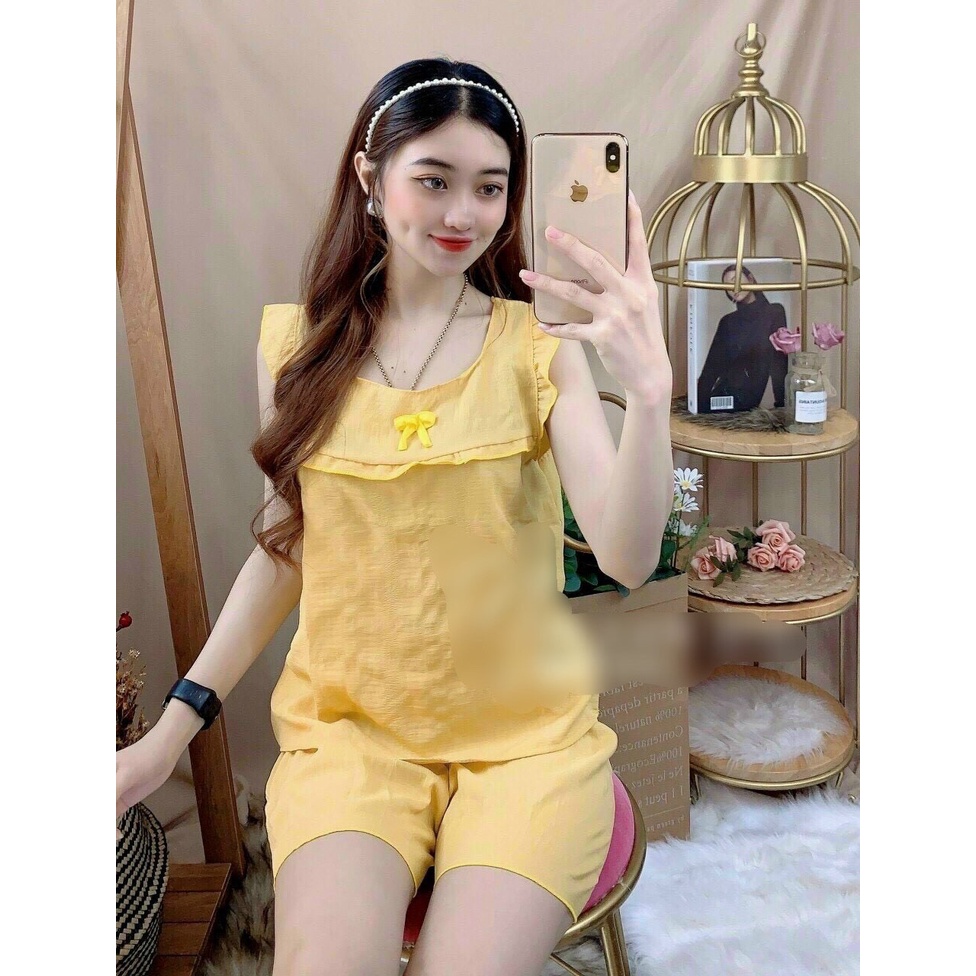 Đồ ngủ nữ áo cộc quần đùi đũi mát | BigBuy360 - bigbuy360.vn