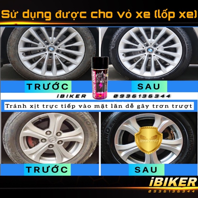 Chai phục hồi nhựa nhám đen SPRAYKING Plastic Shine phục hồi, bảo vệ nhựa nhám, cao su vỏ xe