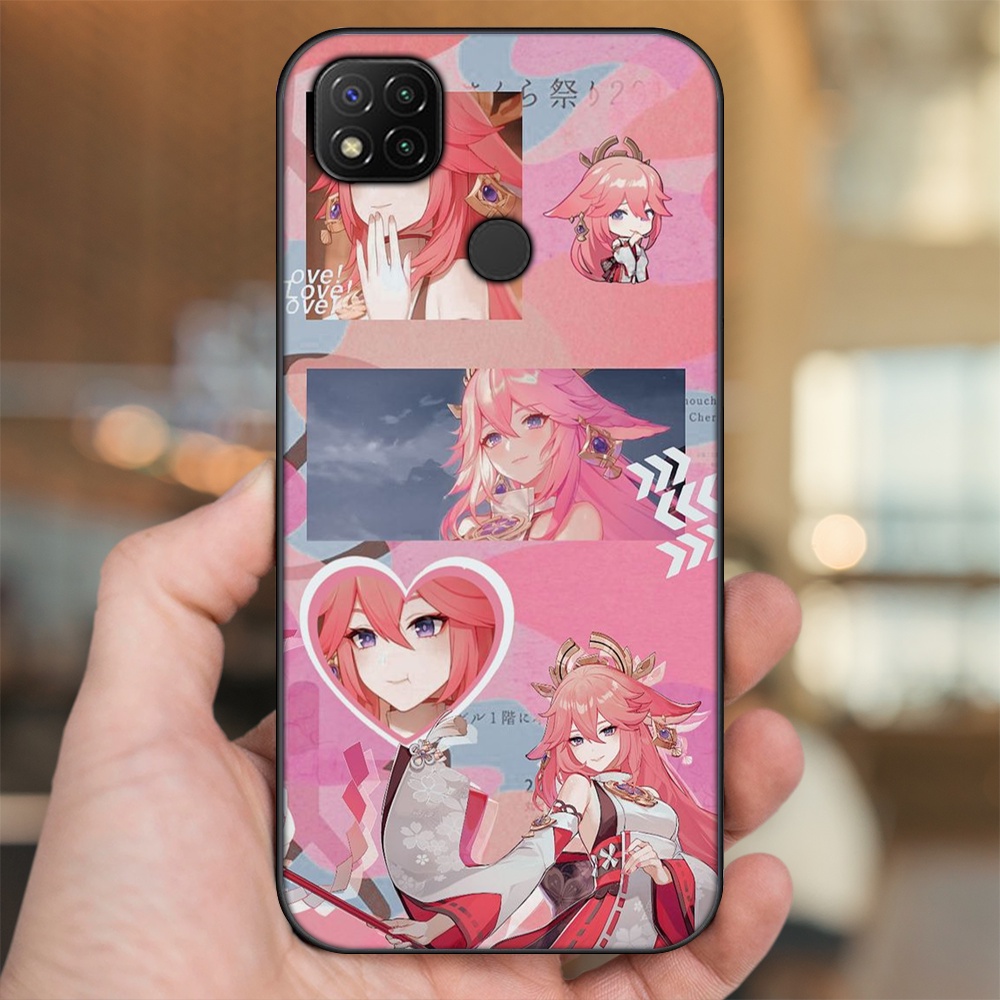 Ốp lưng Xiaomi Redmi 9C viền đen in hình Yae Miko Genshin Impact