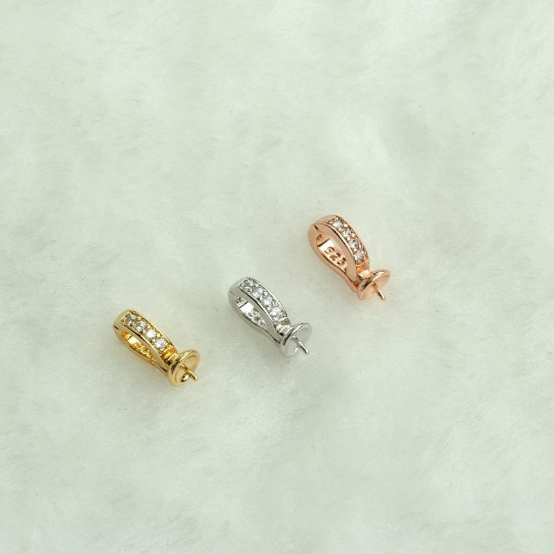 Set 5 Phụ Kiện Mạ Vàng 18K Đính Đá zircon Tự Làm Kèm Khay Đựng