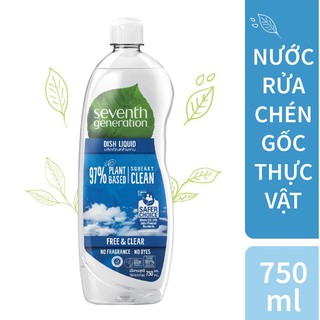 Nước Rửa Chén Gốc Thực Vật Seventh Generation Free & Clear Không Mùi 750Ml