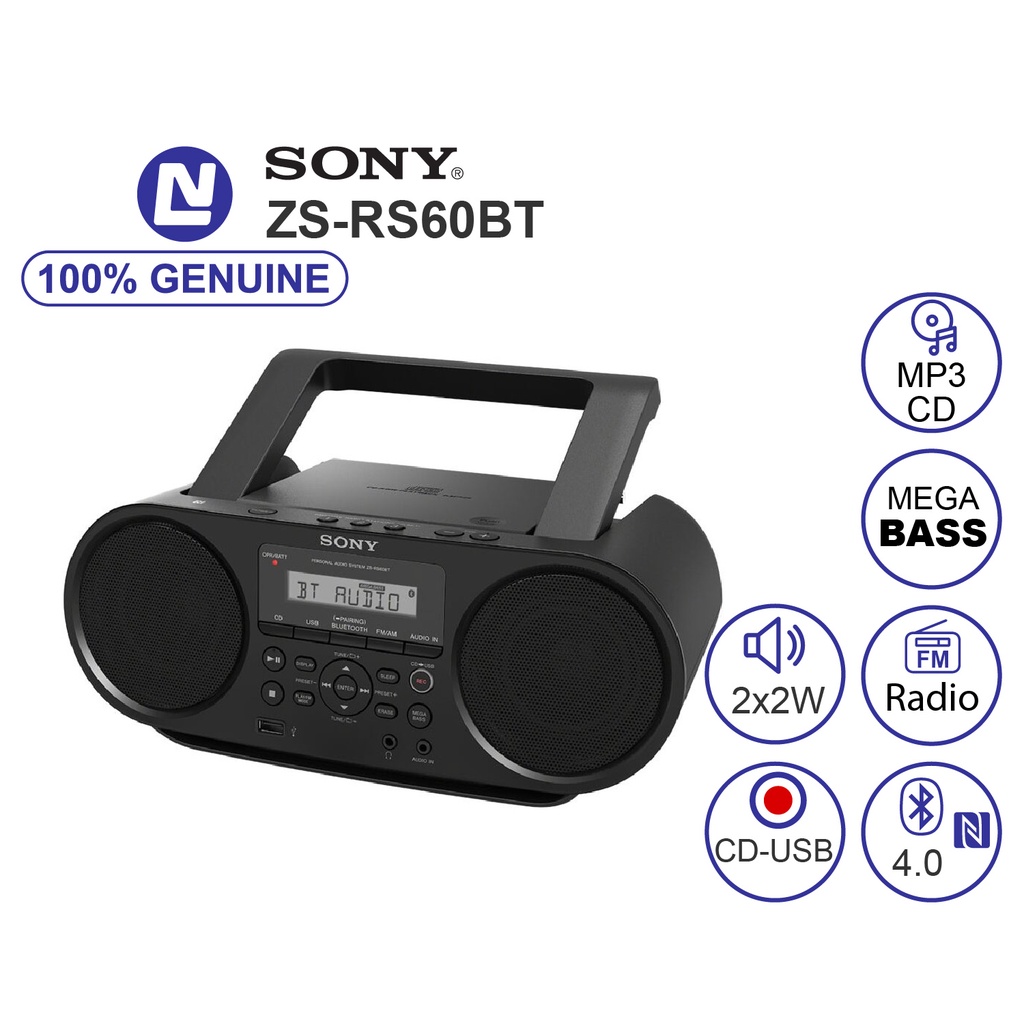 NEW Full box - Máy Radio Sony ZS-RS60BT CD Boombox có Bluetooth NFC