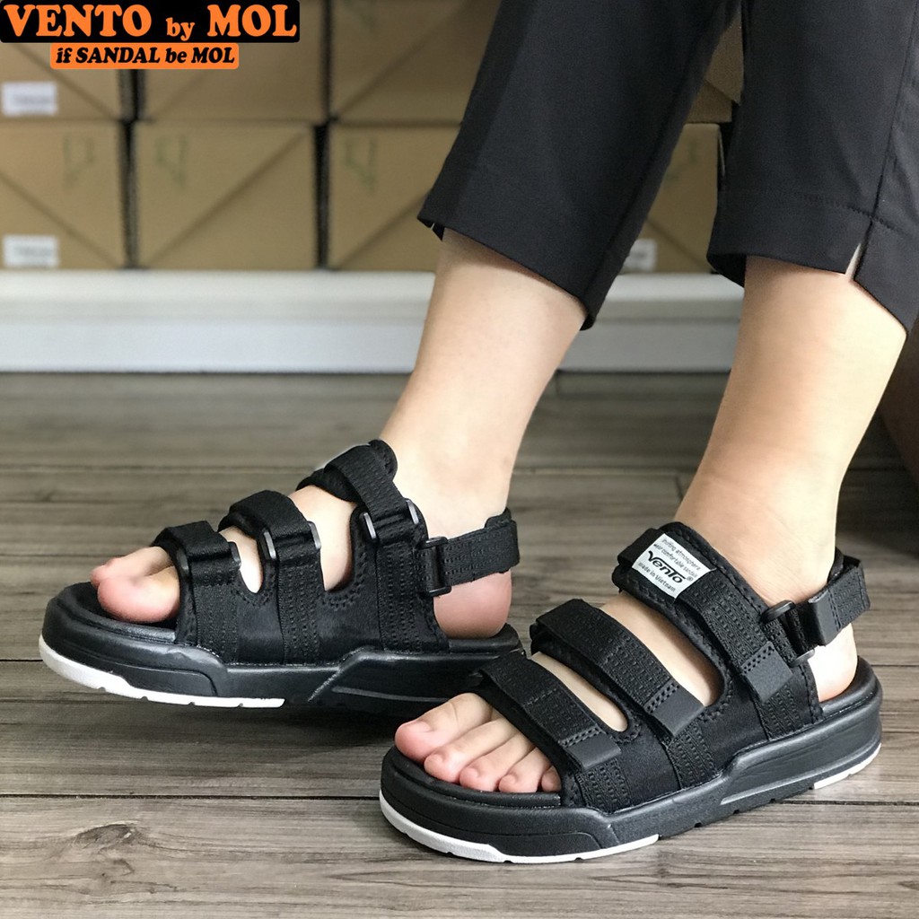 Giày Sandal Vento Unisex Nam Nữ 3 Quai Ngang Êm Bền Phù Hợp Đi Học Đi Làm Đi Du Lịch Màu Đen Trắng Mã NV1001