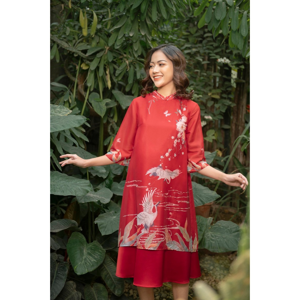 Áo Dài Bầu Sang Trọng Tơ Họa Tiết Pha Lụa Mềm Mát Đủ Size Cho Mẹ Bầu Và Sau Sinhtừ 47-85kg Bella Mama - D124