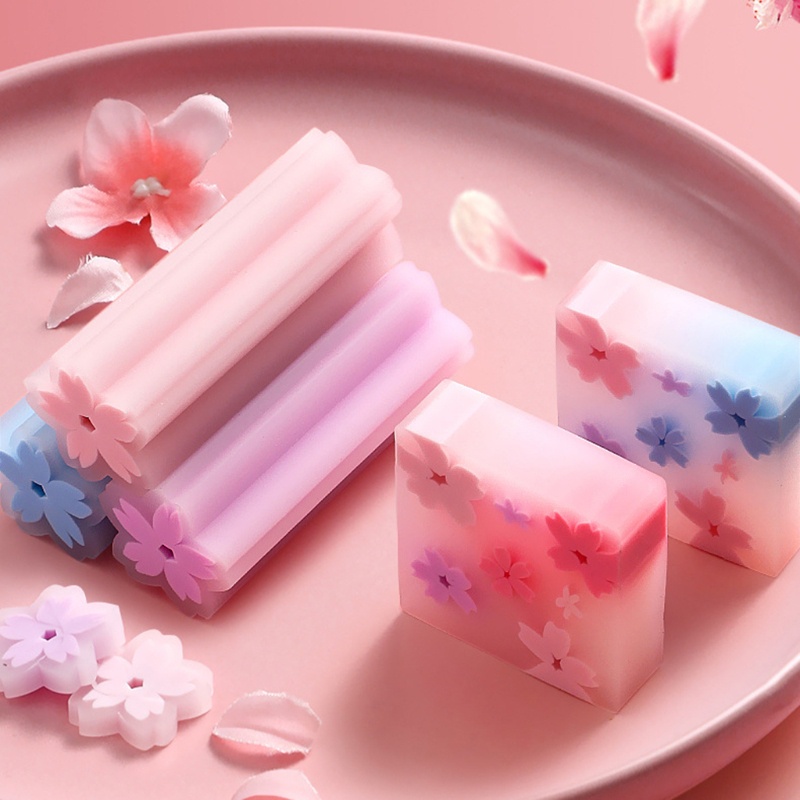 Cục Tẩy Bút Chì Trong Mờ Hình Trụ Họa Tiết Hoa Anh Đào Dễ Thương