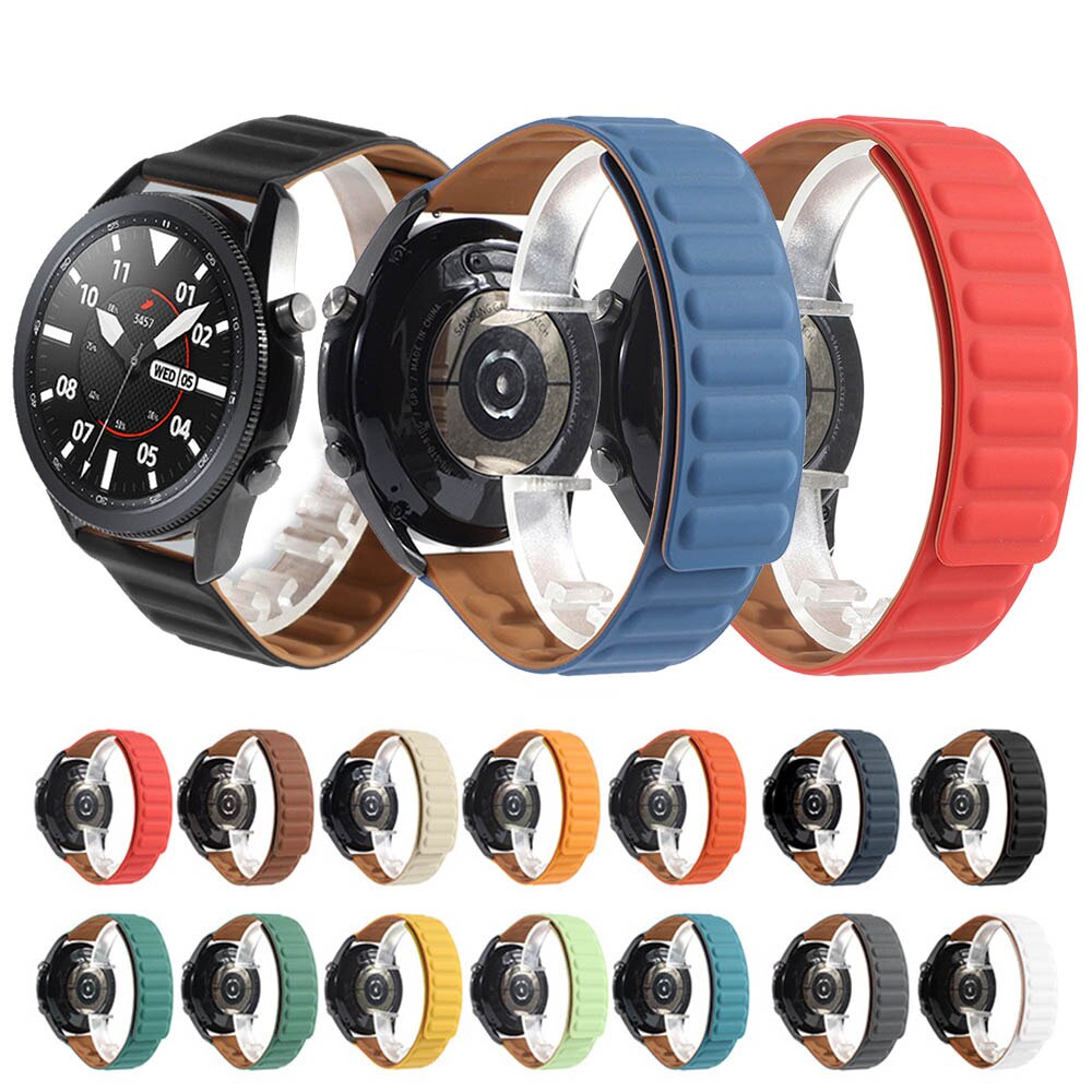 20mm 22mm Rubber Magnetic Quick Release Watch Band For Huami Amazfit Watch GTS GTR 42mm 47mm Pace Pebble Stratos 2 3 2S Silicone Bracelet Waterproof Strap