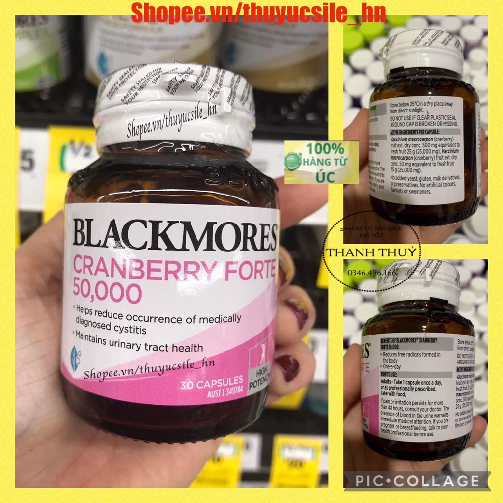 Viên uống hỗ trợ đường tiết niệu, bàng quang hàm lượng cao 50000mg - Blackmores Cranberry Forte 30 viên