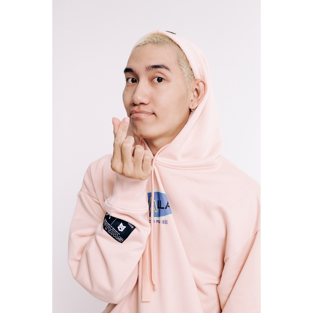 Áo hoodie unisex SWALLA PAPERCLIP - 100% French Terry Fabric CAO CẤP -MÀU HỒNG SALMON - LOCAL BRAND chính hãng
