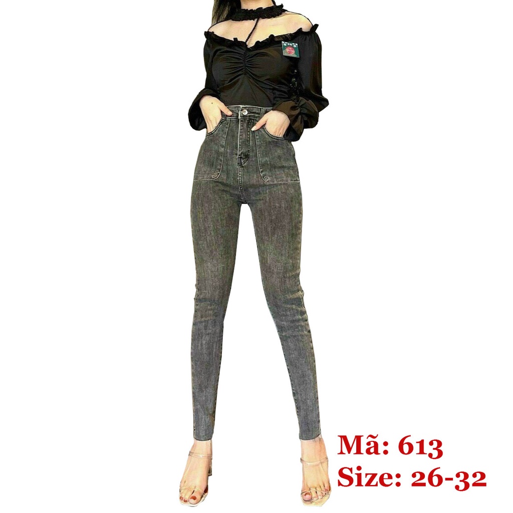 Quần jean nữ cạp cao, quần bò nữ cao cấp phối túi kiểu ôm body thời trang hot 2021 chuẩn hàng VNXK A-T Fashion - QJN613