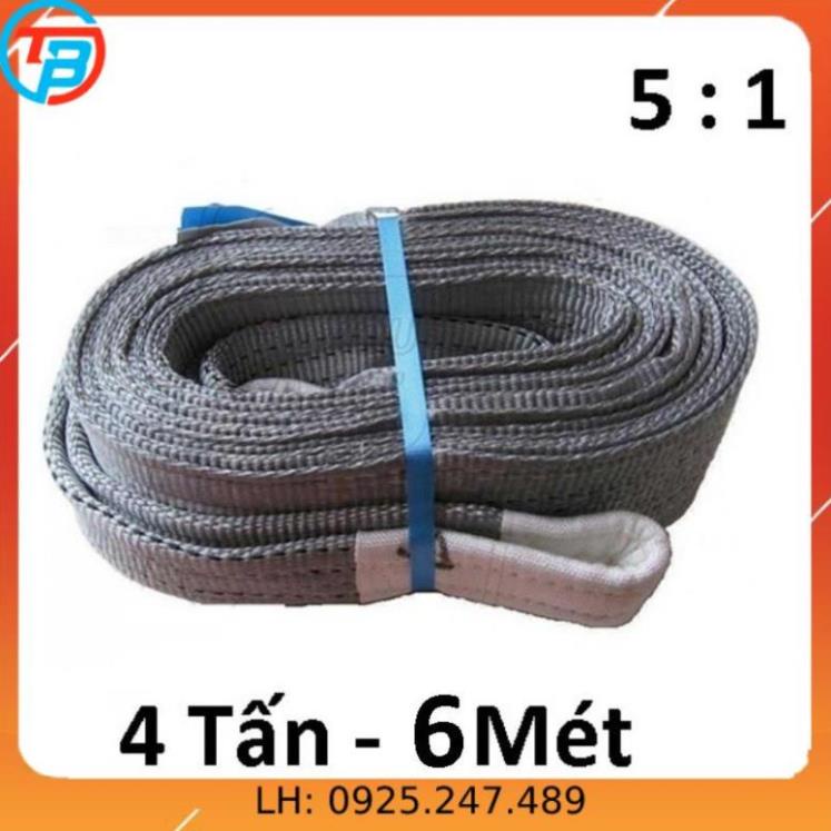 Dây cáp vải cẩu hàng 4 Tấn - bản 100mm - Hệ số 5:1 - 6 Mét CÁP THÉP Thái Bình VinàN