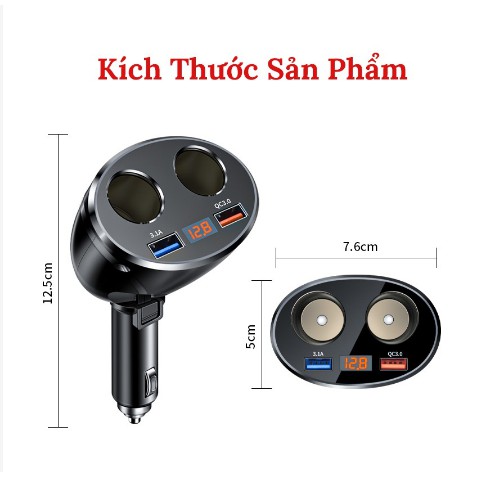 Bộ Chia Tẩu Sạc Ô Tô Không Dây Tiện Lợi - Hỗ Trợ Sạc Nhanh QC3.0 Cao Cấp | BigBuy360 - bigbuy360.vn