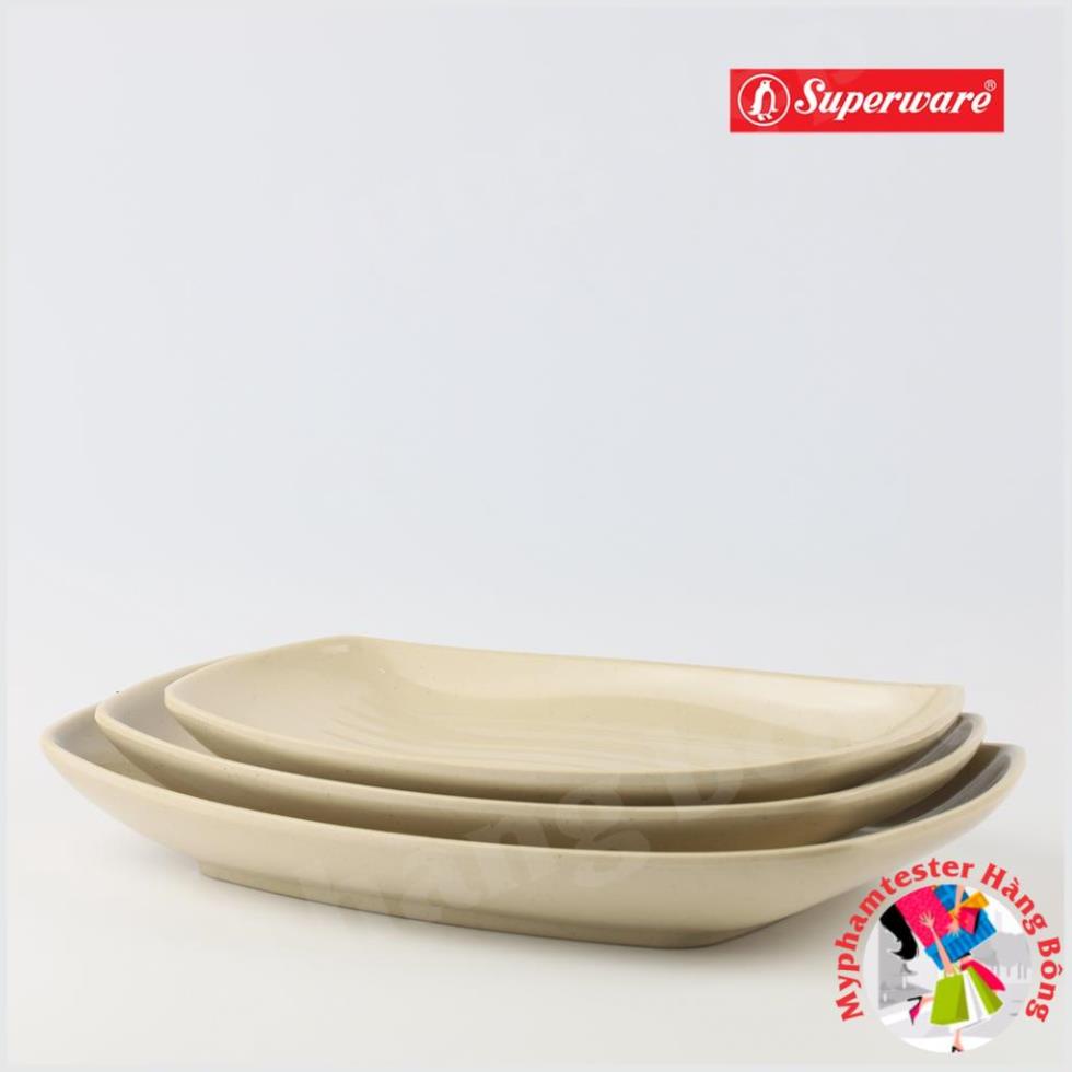 Dĩa xuồng cạnh bo cong màu Nâu Srithai Superware Thái Lan cao cấp để đồ xào, đồ nướng