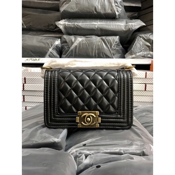 Túi đeo chéo nữ, túi boy ô mịn size 20,25cm handmade