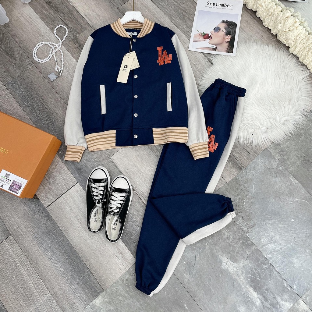 Sét bộ nỉ bông IA nam nữ - Đồ bộ nỉ thu đông unisex dưới 60kg