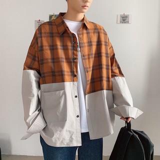 Áo Sơ Mi Tay Dài Dáng Rộng Họa Tiết Sọc Caro Phong Cách Retro Cho Nam Size M-2Xl
