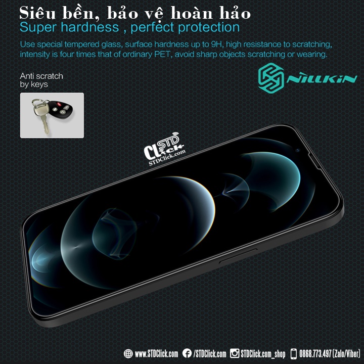 KÍNH CƯỜNG LỰC IPHONE 13 PRO MAX NILLKIN AMAZING H CHÍNH HÃNG