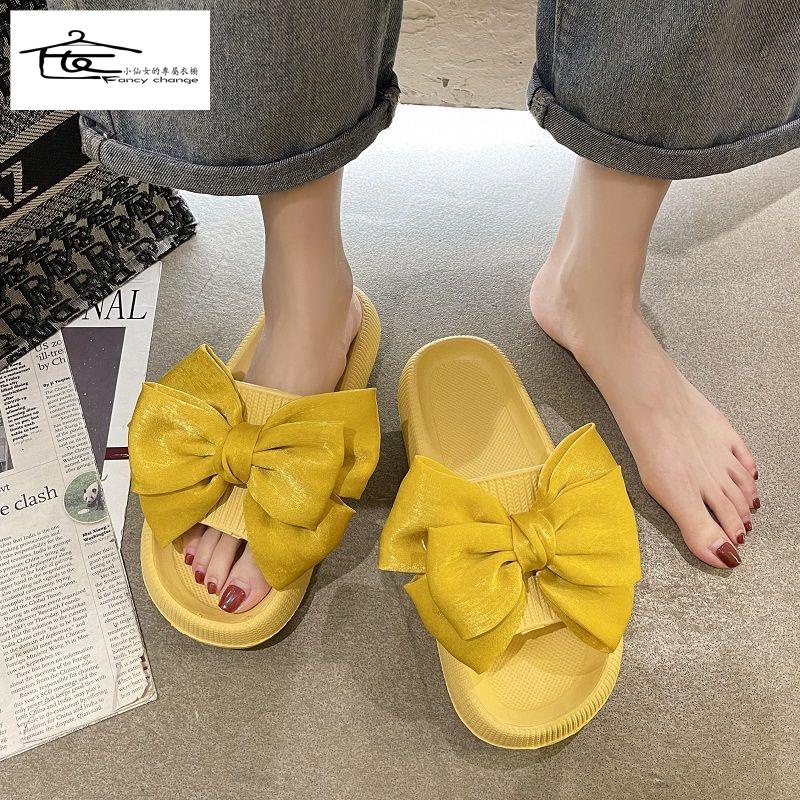 Dép Đi Trong Nhà Đế Dày Chống Trượt Đính Nơ Dễ Thương Thời Trang Mùa Hè Cho Bạn Gái