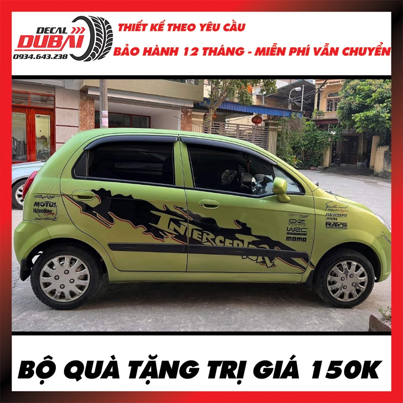 Tem Dán Sườn Xe Matiz Spark Xanh Thể Thao - Thiết kế và chỉnh sửa theo yêu cầu - Decal Dubai