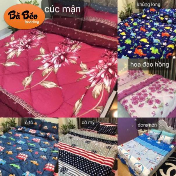 Trọn bộ 5 món ga gối chăn phao poly cotton có ruột bông dày loại 1
