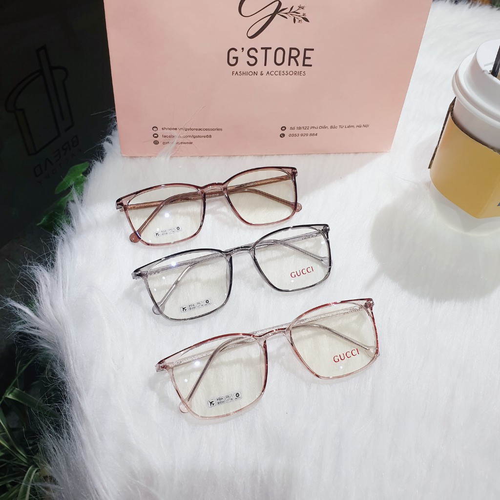 Kính mắt nữ vuông dễ đeo bền đẹp, Gọng kính vuông nhựa dẻo càng cốt kim loại 8252 | BigBuy360 - bigbuy360.vn