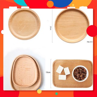 [Hàng xịn] Khay gỗ chữ nhật đựng đồ, khay tròn, vuông, hình oval đá cuội lạ mắt đựng thức ăn cho bé