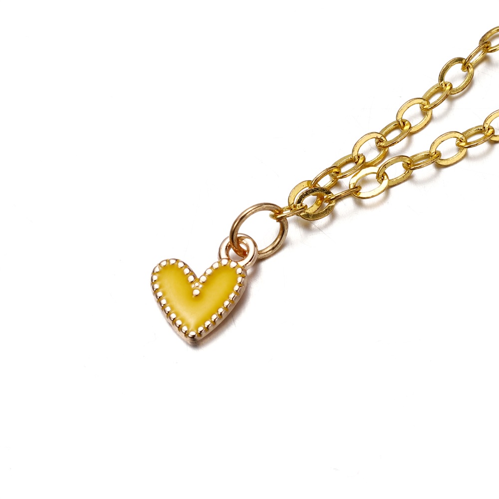 Set 10 Mặt Dây Chuyền Hợp Kim 9 * 10mm Hình Trái Tim Nhiều Màu Sắc