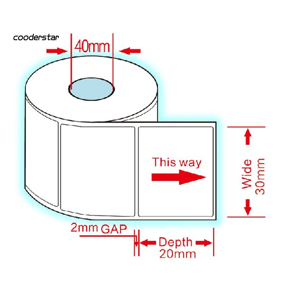 Cuộn 1000 Miếng Dán Tự Dính Kích Thước 30x20mm