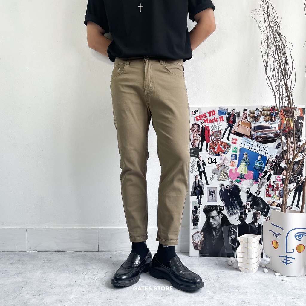 Quần Kaki Nam slimfit YY, quần vải giả kaki dáng ôm co giãn trơn kiểu Hàn Quốc - GATE6 - 3005