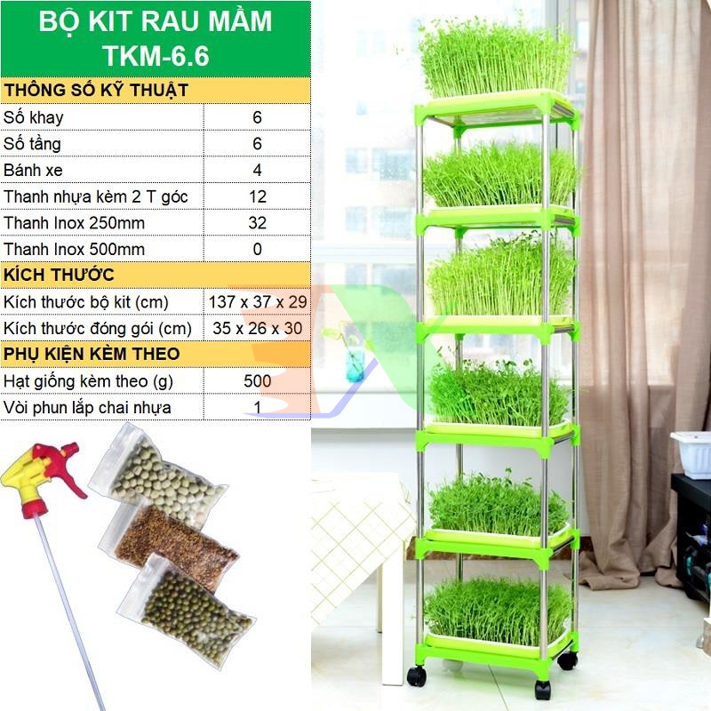 Bộ kit Khay trồng rau mầm thủy canh chuyên dụng