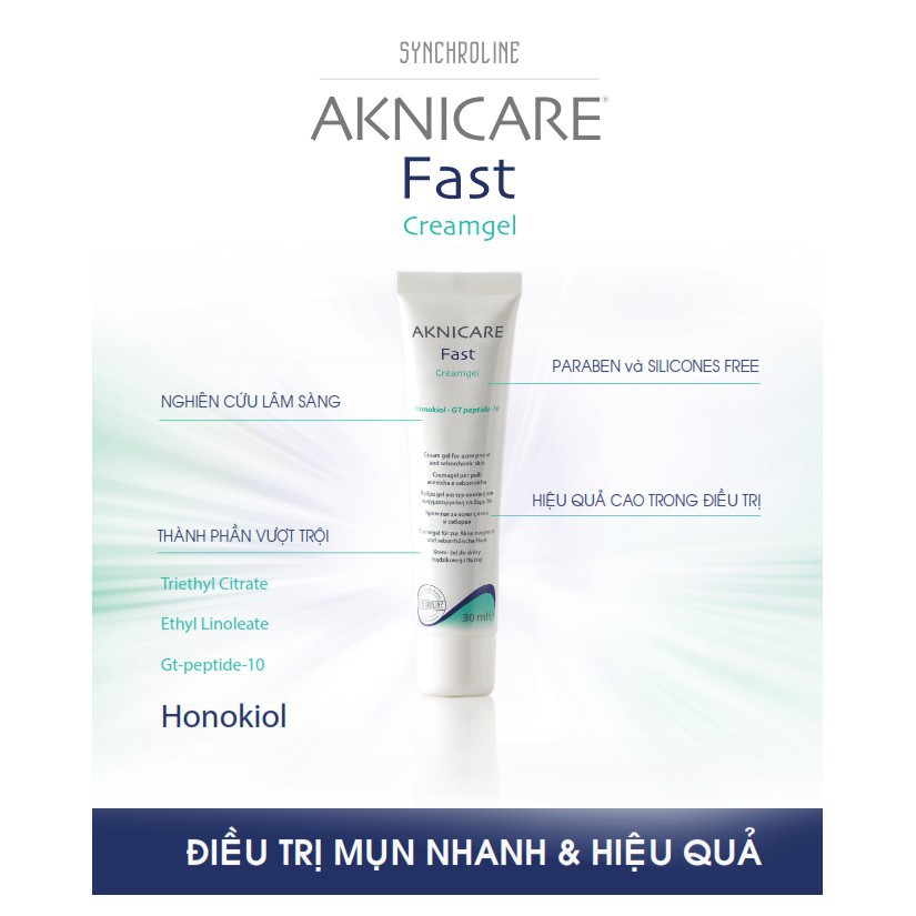 [Mã 2611TIEUDUNG100K giảm 8% đơn 500K] Aknicare Kem Giảm Nhờn Mụn Fast Creamgel 30ml | BigBuy360 - bigbuy360.vn