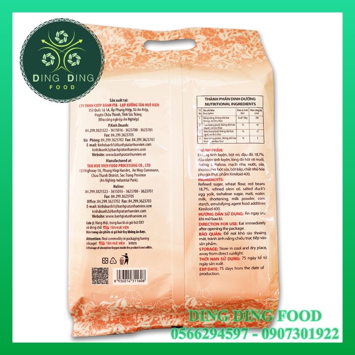 Bánh Pía Mini Kim Sa Đậu Đỏ Trứng 480g [12 BÁNH] Tân Huê Viên| Pía Kim Sa| Ăn Vặt| Pía Không Sầu Riêng - DING DING FOOD