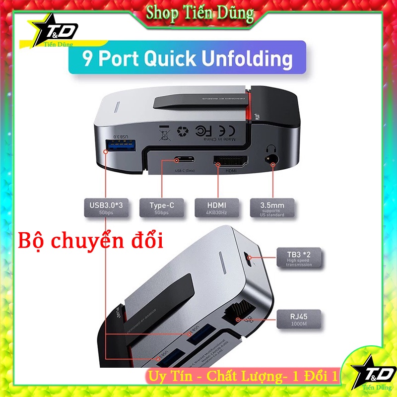 Bộ chia Hub Đa Năng Baseus 9 in 1 Armor Age Type-C Bracket Multifunctional Hub Adapter Cho MâacBook Pro-Thunderbolt