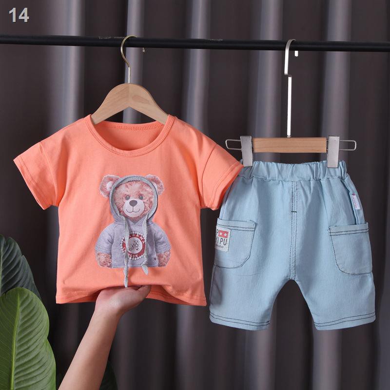Bộ đồ mùa hè bé trai mẫu mới 2021 trang phục trẻ em 1 tuổi gái 3 hai chiếc ngắn tay