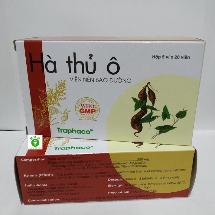 [Chính hãng] Hà Thủ Ô Traphaco giúp bổ huyết, bổ can thận, làm đen râu tóc (Hộp 100 viên nén bao đường)