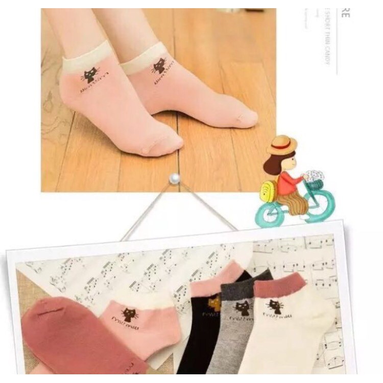 COMBO 10 ĐÔI TẤT MÈO COTTON CỔ NGẮN