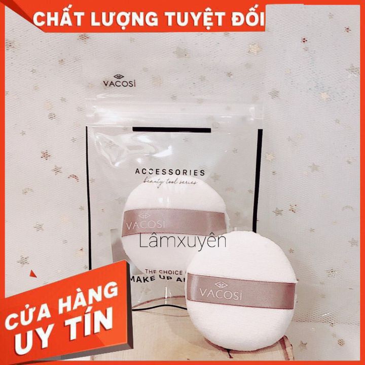 VACOSI SMALL WHITE ROUND PUFF BP19 _ bông phấn cotton khô tròn nhỏ  FREESHIP   bông phấn mềm mịn dễ tán đều màu phấn