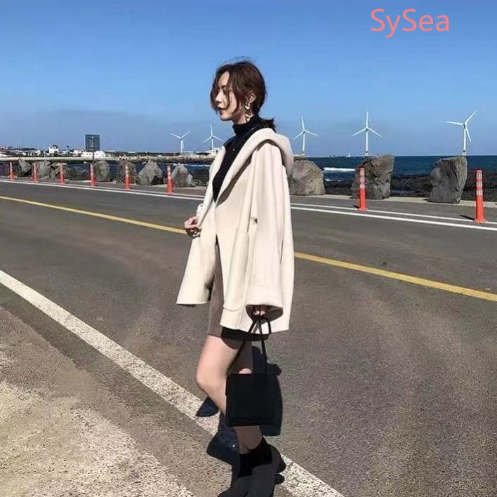 Áo Khoác Len Tay Dài Dáng Rộng Thời Trang Mùa Đông Nữ Tính