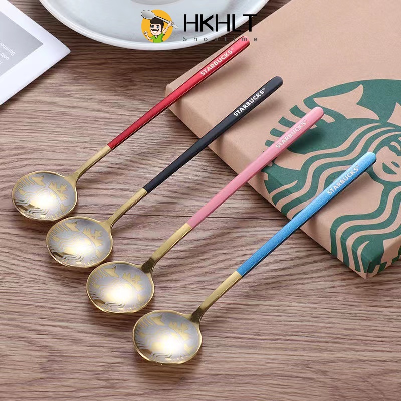 Muỗng Cà Phê Starbucks Đầu Tròn Bằng Thép Không Gỉ 304