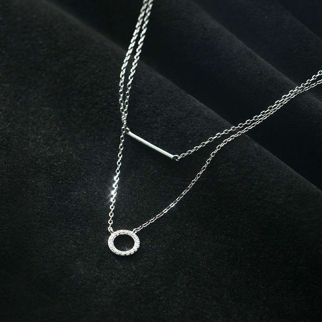 Dây chuyền kép hình học+ Cam kết 100% bạc s925