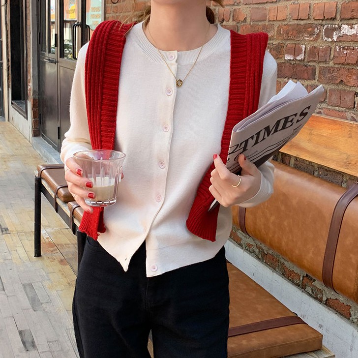 Áo Khoác Len Dệt Kim Màu Trơn 38757 Thời Trang Cho Nữ